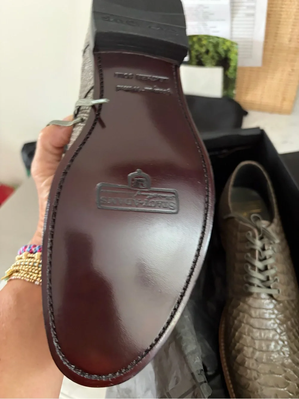 Stacy Adams Men's Brown Croc-Embossed Lace-Up Shoes size 8.5 D New